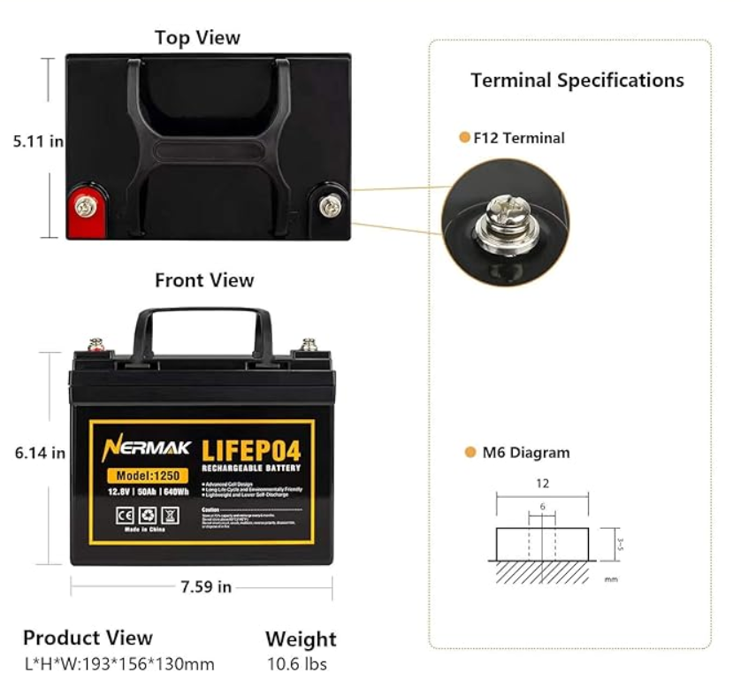Nermak 50AH Lithium LifePO4 Battery